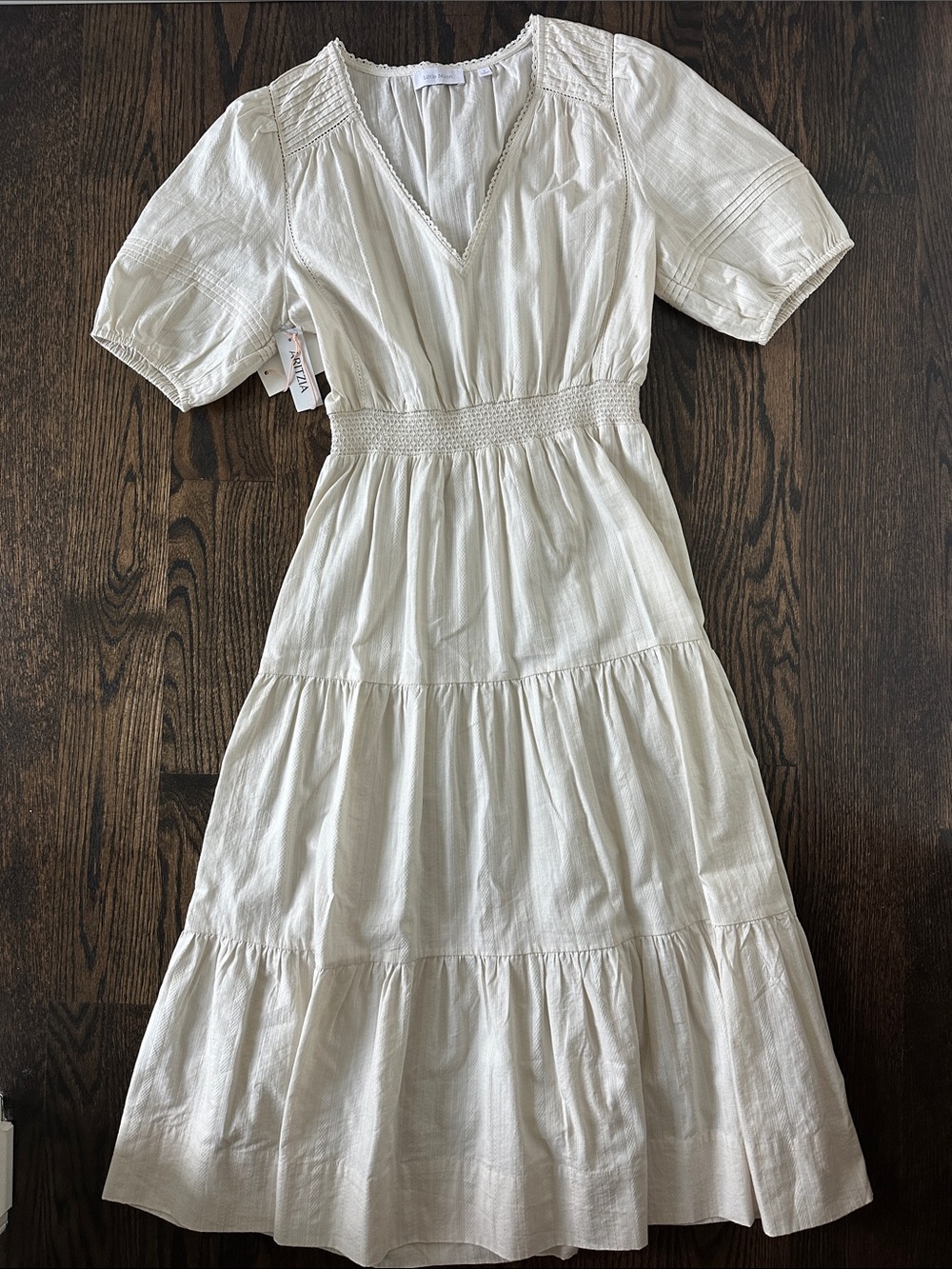 Little Moon Cream Tiered V-Neck Maxi Dress